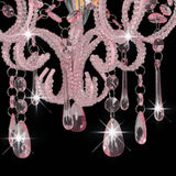 Ceiling Lamp with Beads Pink Round E14 - Rear View