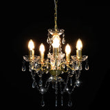 Chandelier with Crystal Beads Golden Round 5 x E14 - Top-Down View