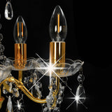 Chandelier with Crystal Beads Golden Round 5 x E14 - 45-Degree Angle