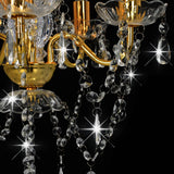 Chandelier with Crystal Beads Golden Round 5 x E14 - Rear View