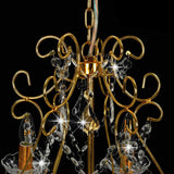 Chandelier with Crystal Beads Golden Round 6 x E14 - 45-Degree Angle