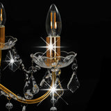 Chandelier with Crystal Beads Golden Round 6 x E14 - Rear View