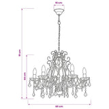 Chandelier with Crystal Beads Golden Round 6 x E14 - Low Angle