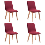 Dining Chairs 4 pcs Red Fabric - Front View