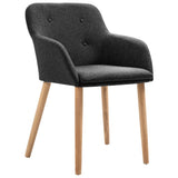 Dining Chairs 2 pcs Dark Grey Fabric and Solid Oak Wood - Front View