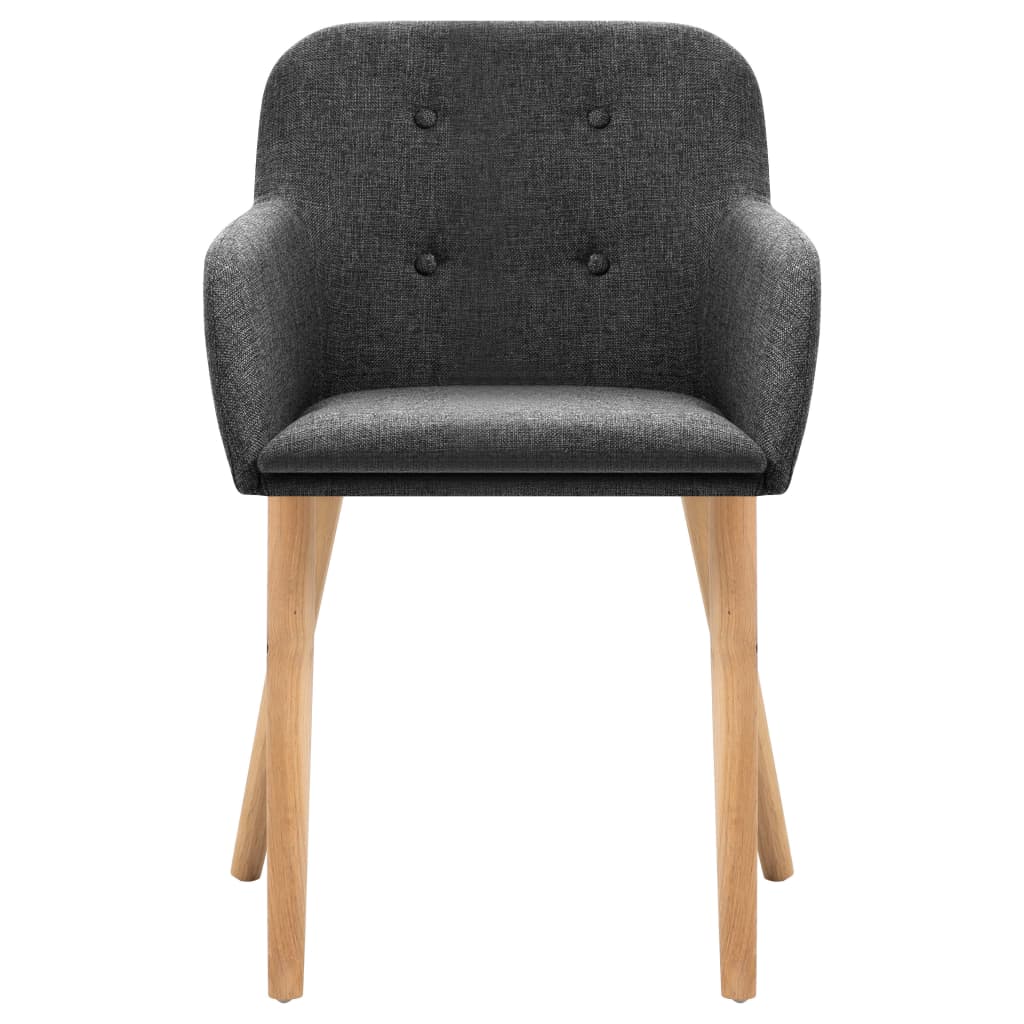 Dining Chairs 2 pcs Dark Grey Fabric and Solid Oak Wood