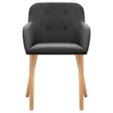 Dining Chairs 2 pcs Dark Grey Fabric and Solid Oak Wood - Side View