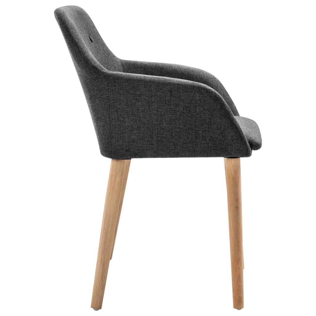 Dining Chairs 2 pcs Dark Grey Fabric and Solid Oak Wood