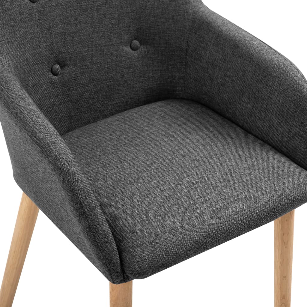 Dining Chairs 2 pcs Dark Grey Fabric and Solid Oak Wood