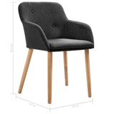Dining Chairs 2 pcs Dark Grey Fabric and Solid Oak Wood - Low Angle