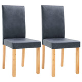 Dining Chairs 2 pcs Grey Faux Suede Leather - Front View