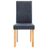 Dining Chairs 2 pcs Grey Faux Suede Leather - Side View