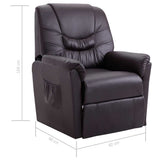 Reclining Chair Brown Faux Leather - Low Angle