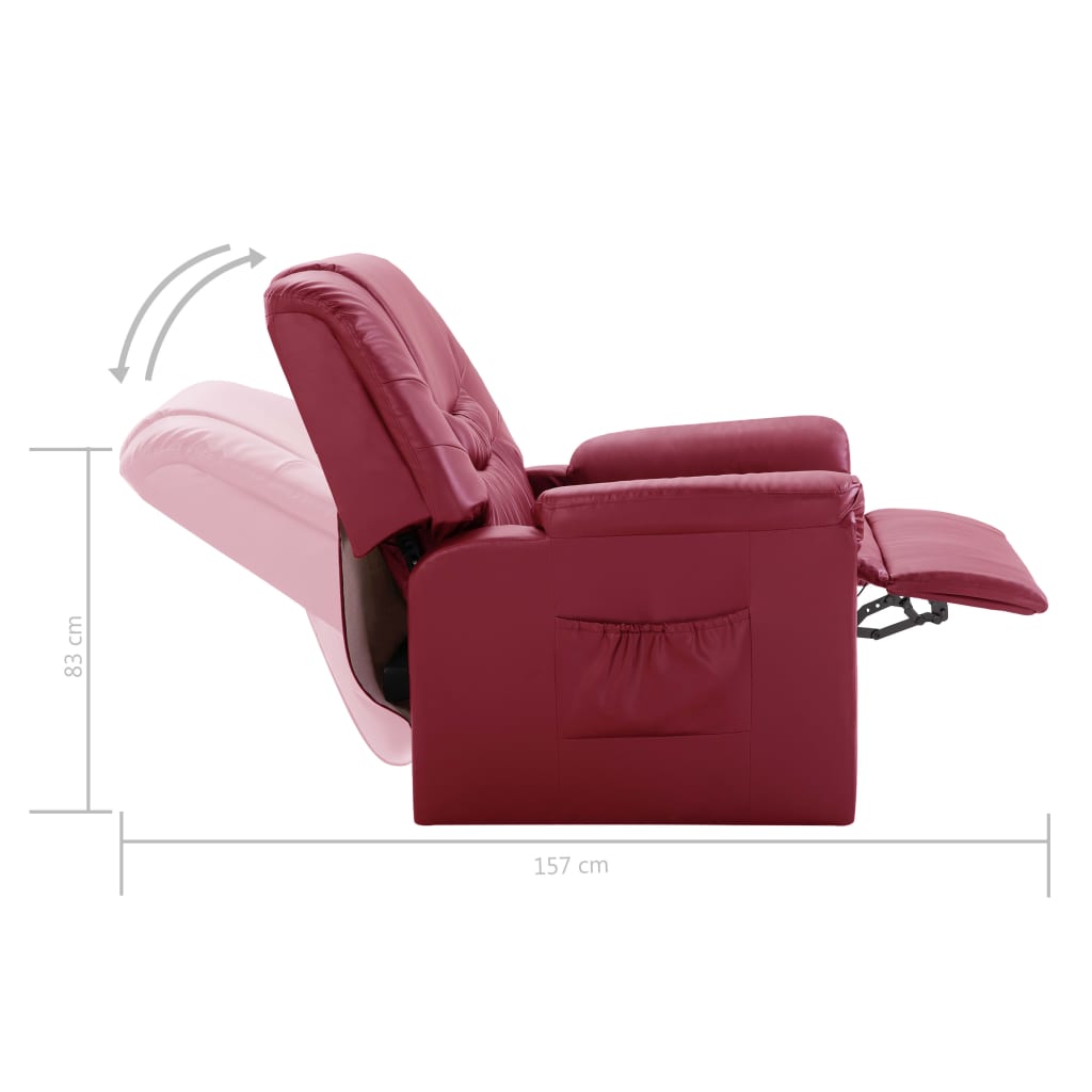 Reclining Chair Wine Red Faux Leather
