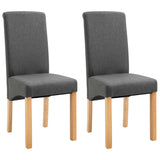 Dining Chairs 2 pcs Grey Fabric - Front View