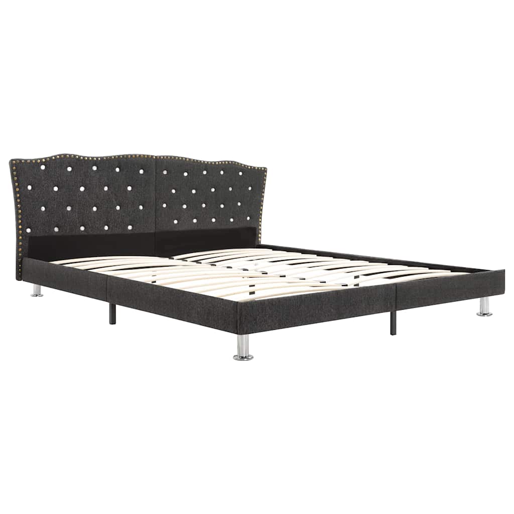 Bed Frame without Mattress Dark Grey Fabric 137x187 cm Double