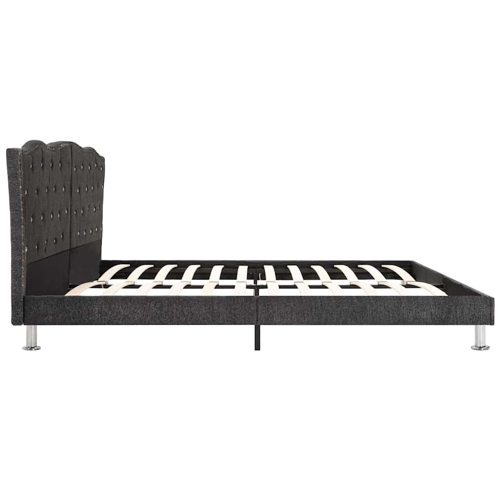 Bed Frame without Mattress Dark Grey Fabric 137x187 cm Double