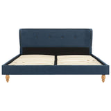 Bed Frame without Mattress Blue Fabric 137x187 cm Double - Side View