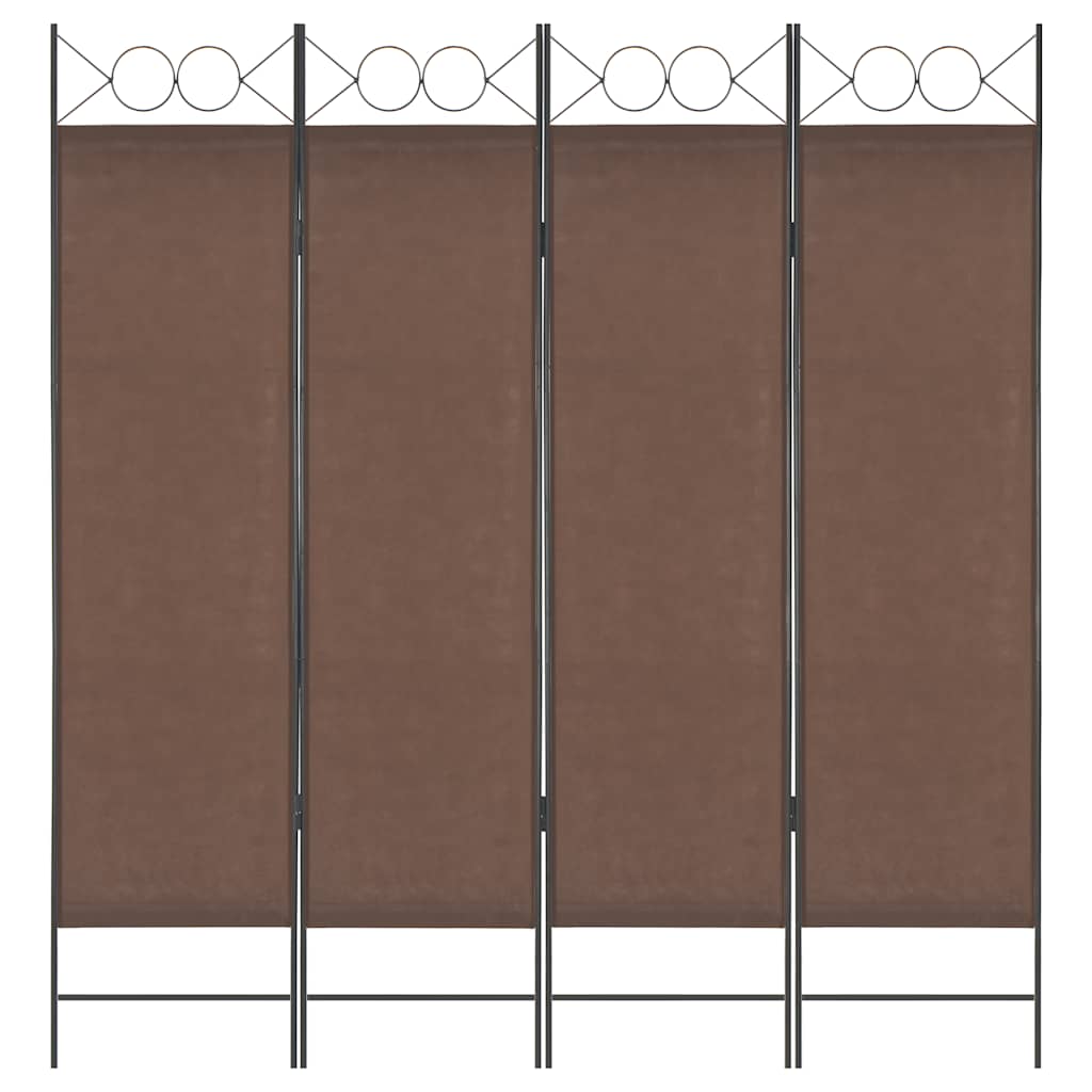 4-Panel Room Divider Brown 160x180 cm