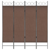 4-Panel Room Divider Brown 160x180 cm