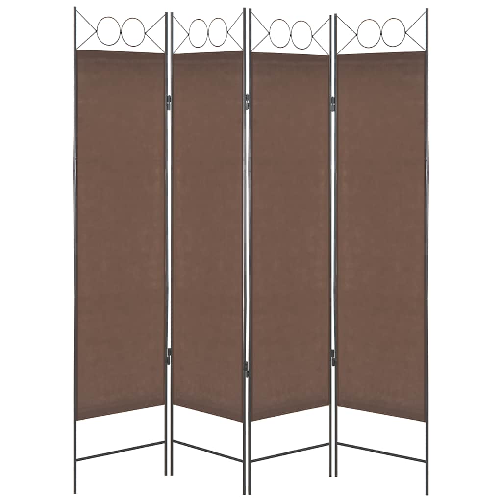 4-Panel Room Divider Brown 160x180 cm
