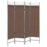 4-Panel Room Divider Brown 160x180 cm - Side View