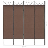 4-Panel Room Divider Brown 160x180 cm
