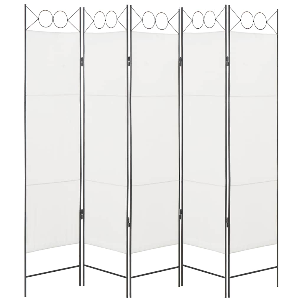 5-Panel Room Divider White 200x180 cm