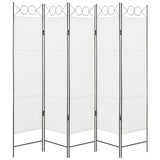 5-Panel Room Divider White 200x180 cm - Front View