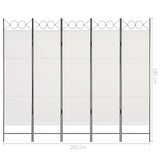 5-Panel Room Divider White 200x180 cm