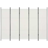 5-Panel Room Divider White 250x180 cm