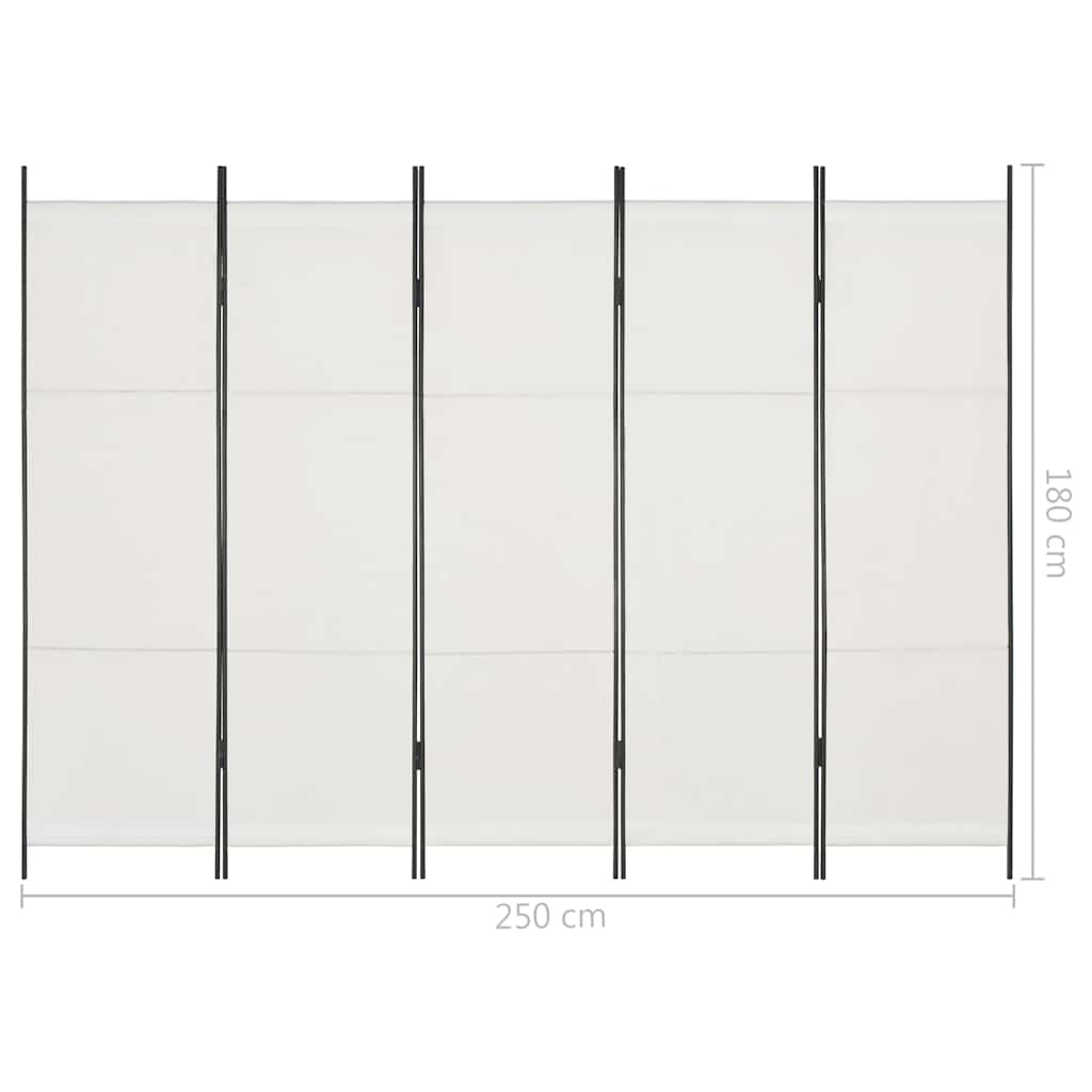 5-Panel Room Divider White 250x180 cm