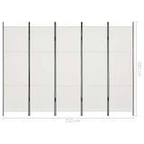 5-Panel Room Divider White 250x180 cm