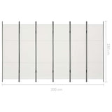 6-Panel Room Divider White 300x180 cm - Rear View