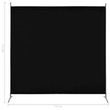 1 Panel Room Divider Black 175x180 cm - 45-Degree Angle