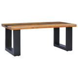 Coffee Table 100x50x40 cm Solid Teak Wood and Polyresin - Front View