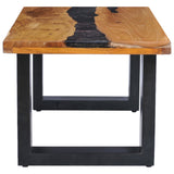 Coffee Table 100x50x40 cm Solid Teak Wood and Polyresin - Top-Down View