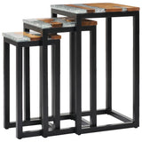 Nesting Tables 3 pcs Solid Teak Wood and Polyresin - Front View