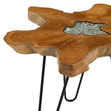 Coffee Table 70x45 cm Solid Teak Wood and Polyresin - Top-Down View