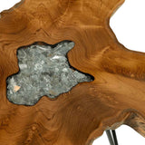Coffee Table 70x45 cm Solid Teak Wood and Polyresin - Rear View