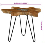 Coffee Table 70x45 cm Solid Teak Wood and Polyresin - Close-Up Angle