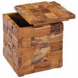 Storage Stool Solid Teak Wood - Front View
