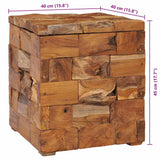 Storage Stool Solid Teak Wood - Low Angle