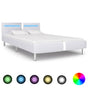 Bed Frame with LED without Mattress White Faux Leather Double