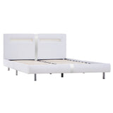 Bed Frame with LED without Mattress White Faux Leather Double