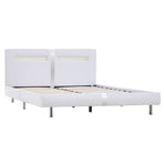 Bed Frame with LED without Mattress White Faux Leather Double