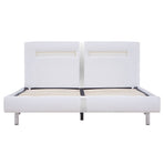 Bed Frame with LED without Mattress White Faux Leather Double