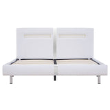 Bed Frame with LED without Mattress White Faux Leather Double - Top-Down View