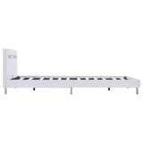 Bed Frame with LED without Mattress White Faux Leather Double - 45-Degree Angle