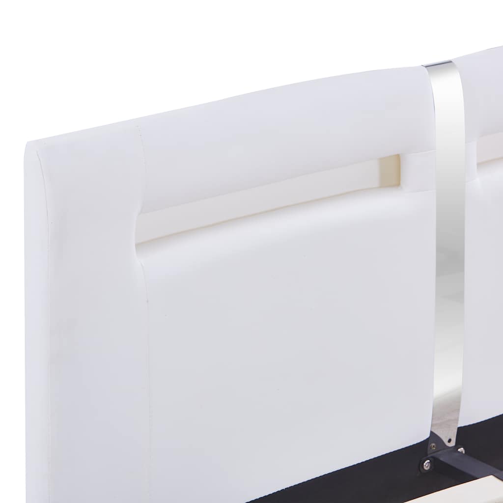 Bed Frame with LED without Mattress White Faux Leather Double